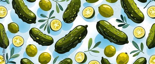Wallpaper Mural Olive pickles vector pattern abstract design illustration background Torontodigital.ca