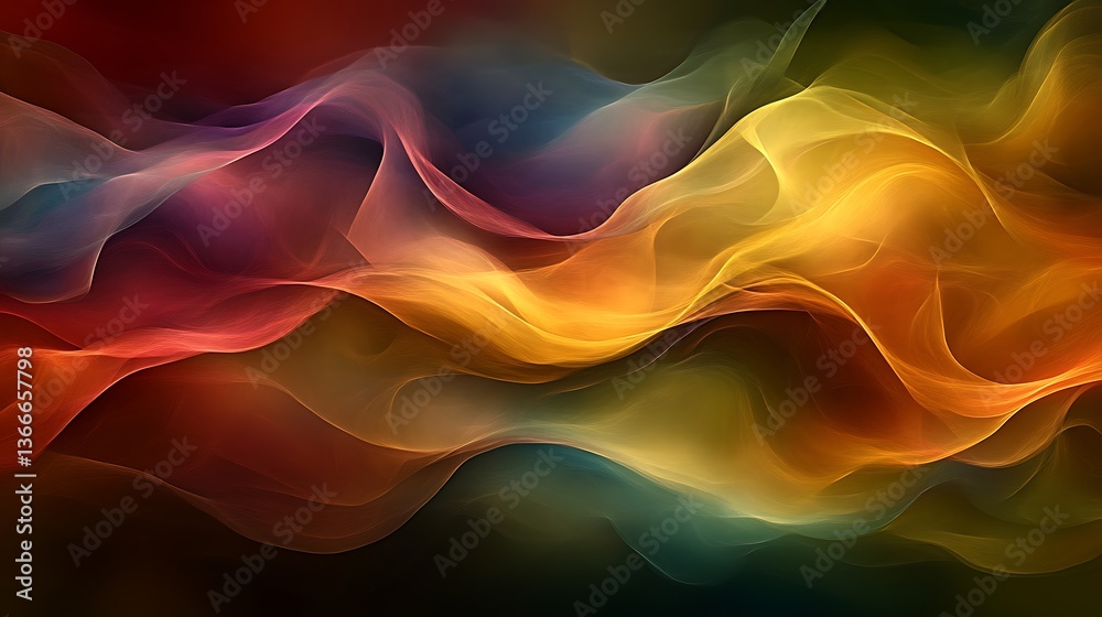 Obraz premium Colorful abstract artwork depicting flowing waves in various vibrant hues