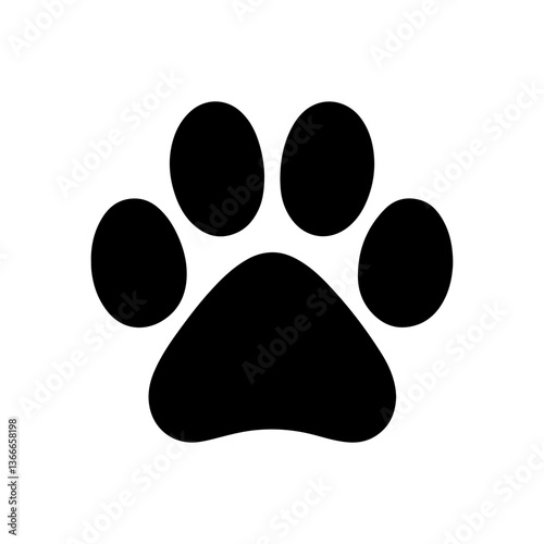 Big cat paw print icon silhouette vector illustration on white background. Animal footprint cat.