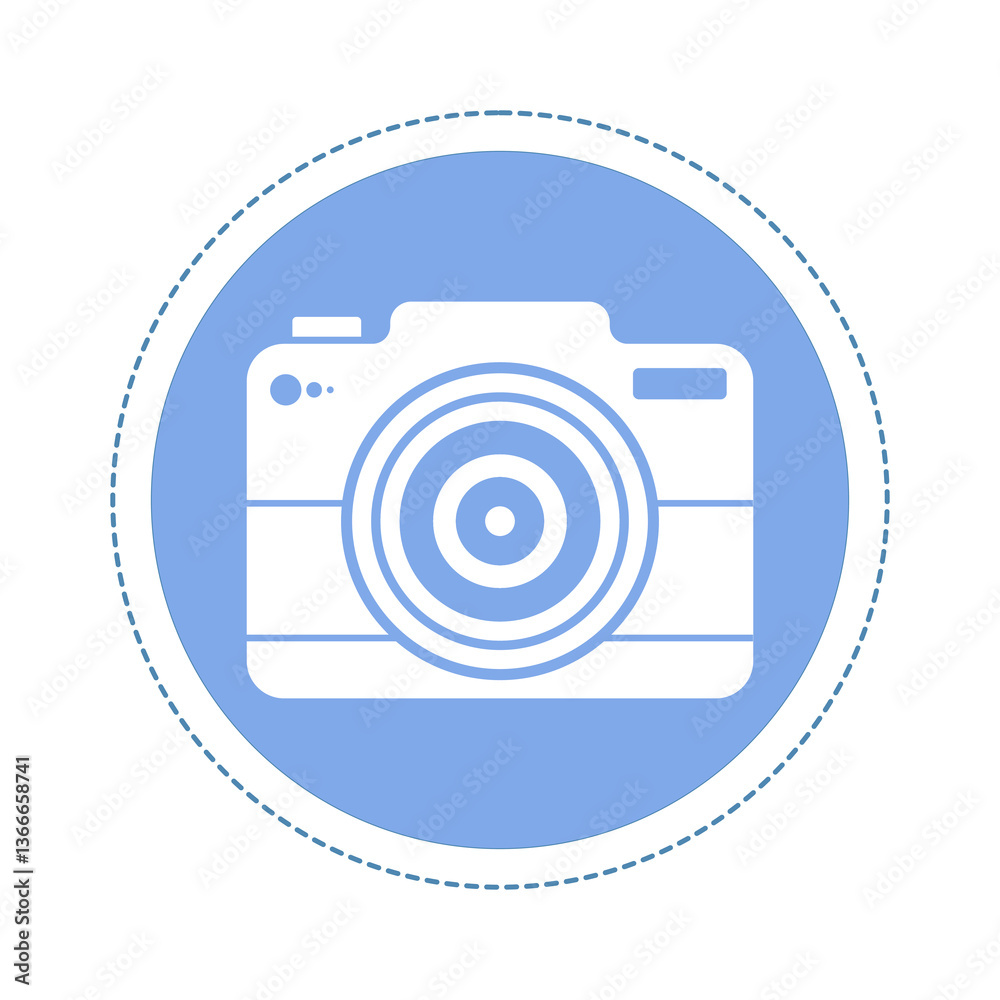 Circular button concept with camera silhouette, representing the function to add a photo in the blank field. Simple UI icon to upload an image, photo or attachment in the app. Circular button concept with camera silhouette, representing the function to add a photo in the blank field. Simple UI icon to upload an image, photo or attachment in the app.