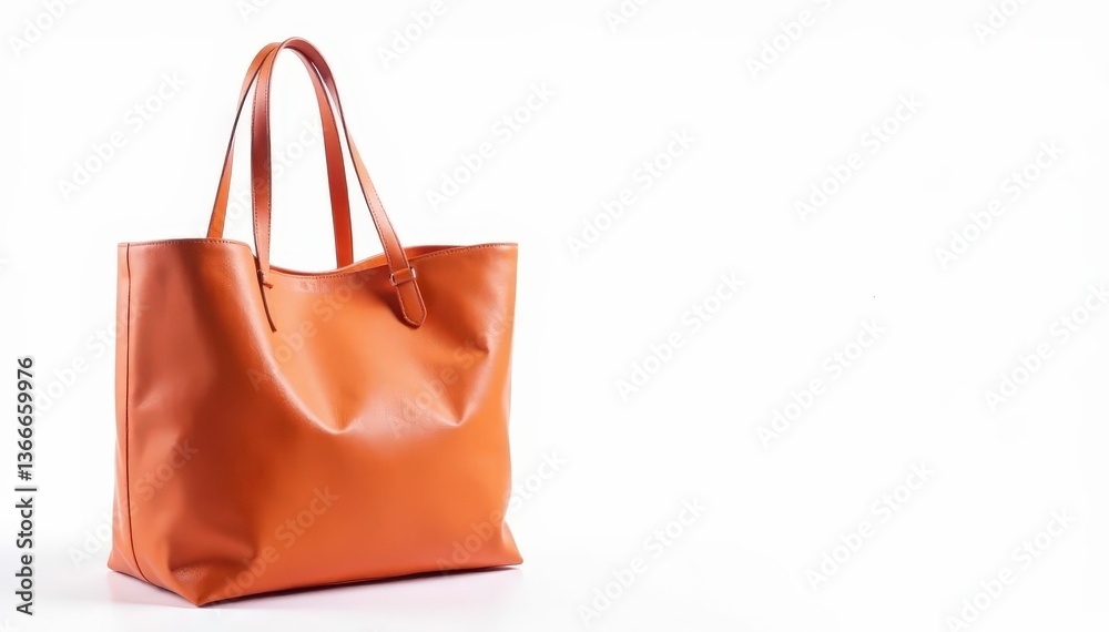 Stylish tote bag, isolated on white background , leather, background Stylish tote bag, isolated on white background , leather, background