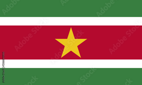 Принти на полотні Suriname flag displayed against a vibrant green background with red and white st