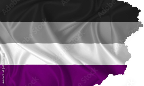 Asexual Community flag vector with torn edges on a transparent background