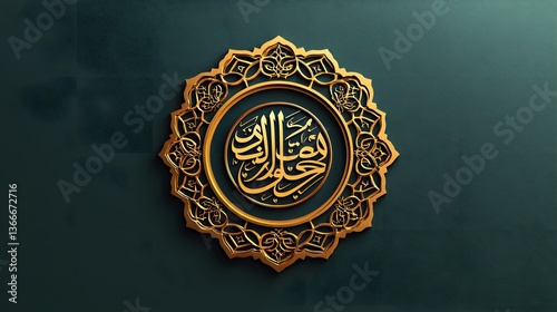 Golden Arabic Calligraphy on Teal Background