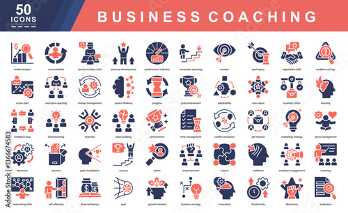 Tableau sur toile Business Coaching icon collection set
