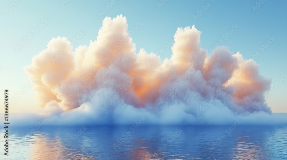 Naklejka premium A Cloud Island in the Calm Sea