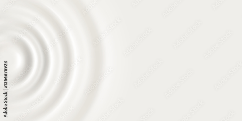 Obraz premium Milk ripple wave splash background, vector white yogurt or cream concentric circles top view. 3d round swirl texture surface from falling drop, moisturizer, lotion, paint dairy product or sound wave