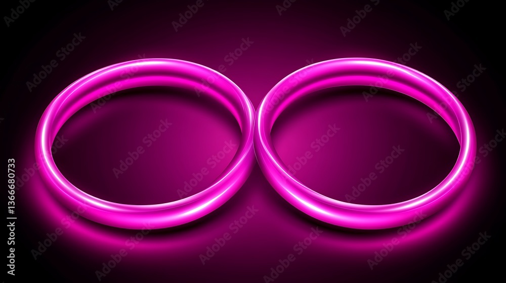 Two glowing pink circles placed together on a dark background Two glowing pink circles placed together on a dark background