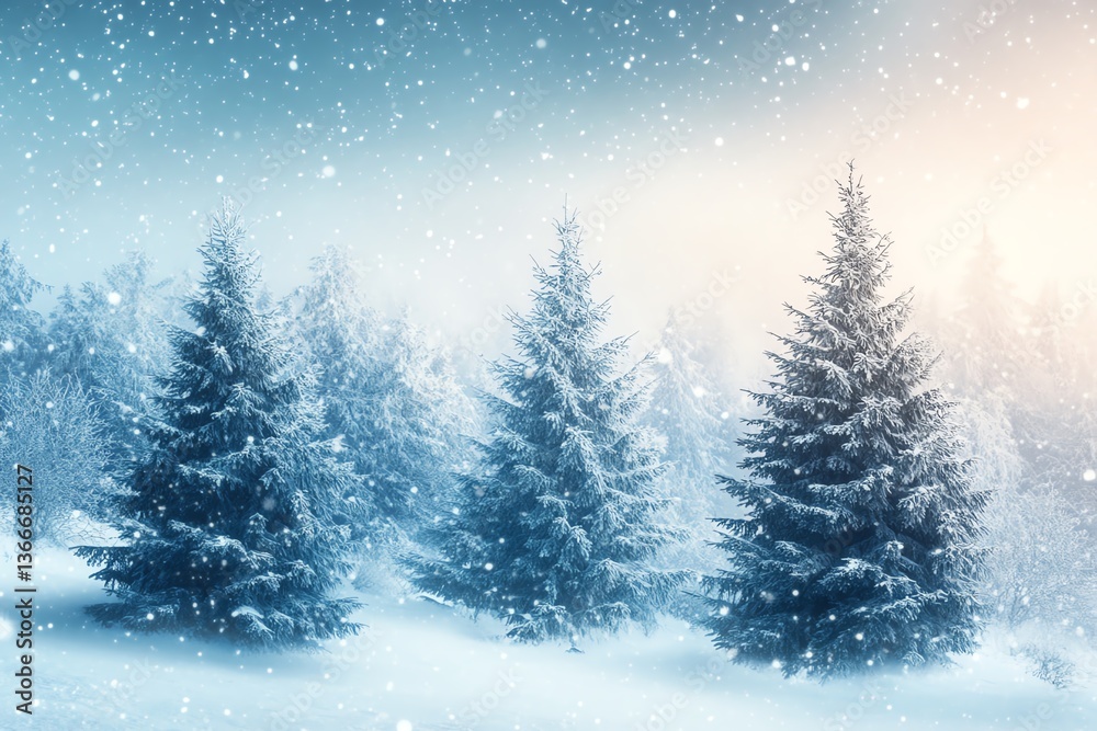 Fir trees in the snow Christmas and New Year background Generative AI Fir trees in the snow Christmas and New Year background Generative AI