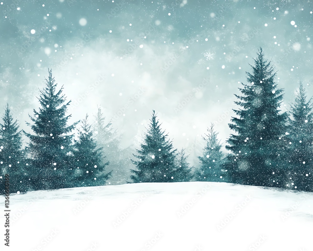 Naklejka premium Fir trees in the snow Christmas and New Year background Generative AI