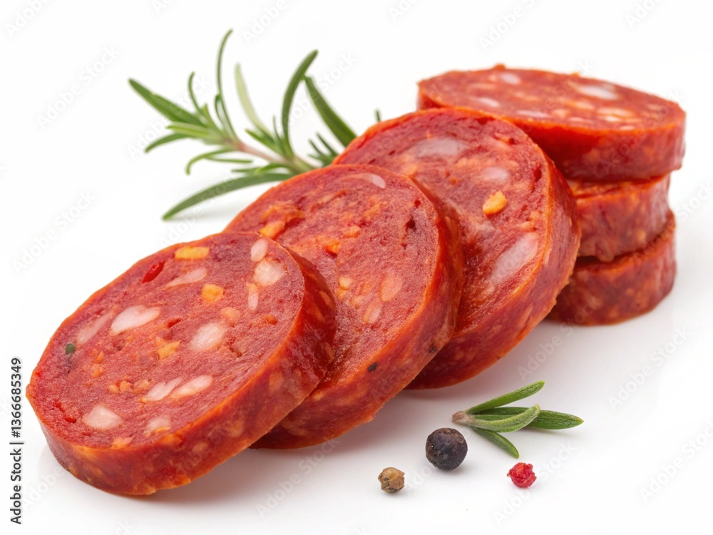 a close-up of sliced cured meat, likely a type of sausage or salami a close-up of sliced cured meat, likely a type of sausage or salami