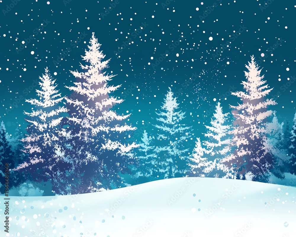 Fototapeta premium Fir trees in the snow Christmas and New Year background Generative AI