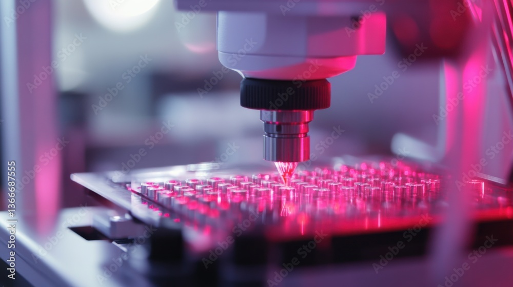 A robotic arm in a nanotechnology lab, assembling nano-scale components for advanced medical devices, Scientific style A robotic arm in a nanotechnology lab, assembling nano-scale components for advanced medical devices, Scientific style
