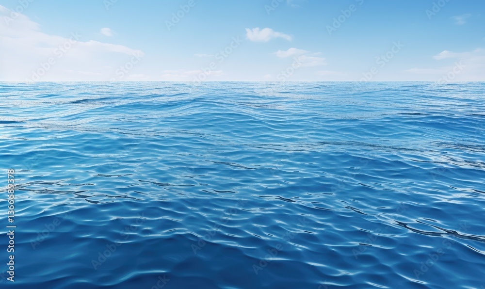 Obraz premium Sea with Blue Water and Light Sky Calm Waves on a sunny day, for background use