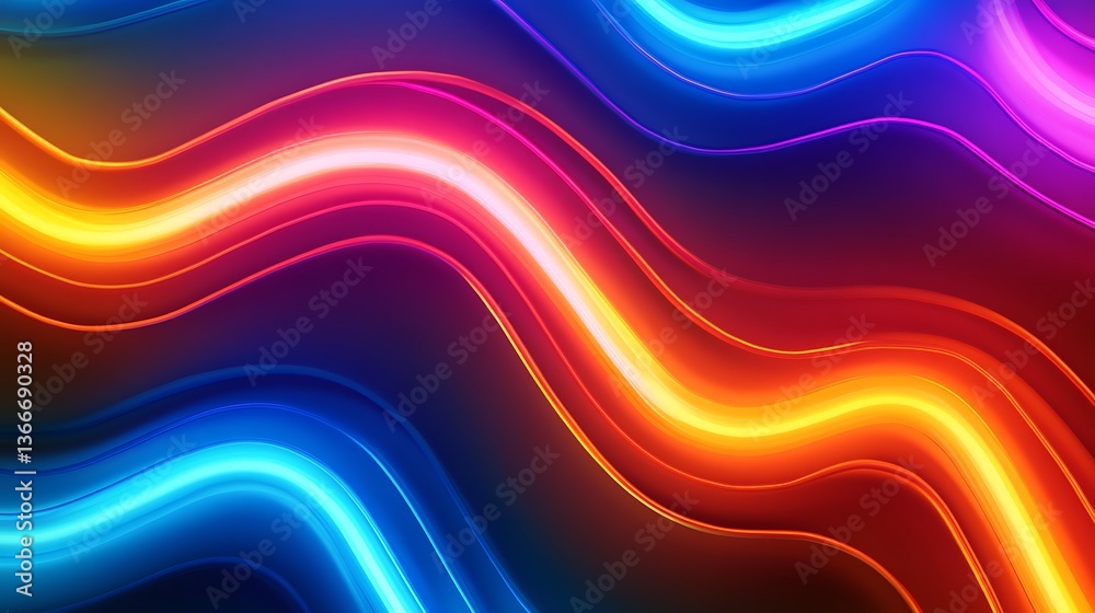 Fototapeta premium Colorful glowing wavy lines creating a vibrant and dynamic background design