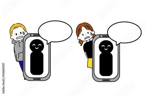 人物イラスト　キッズ　特殊詐欺
