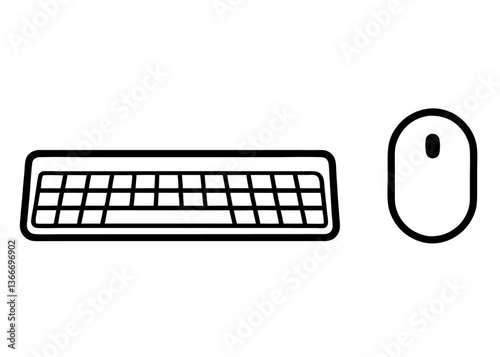 Wireless Keyboard and Mouse Vector Illustration – Clipart, Line Art & Cartoon Design, High-quality wireless keyboard and mouse vector illustration – perfect for digital designs and clipart.