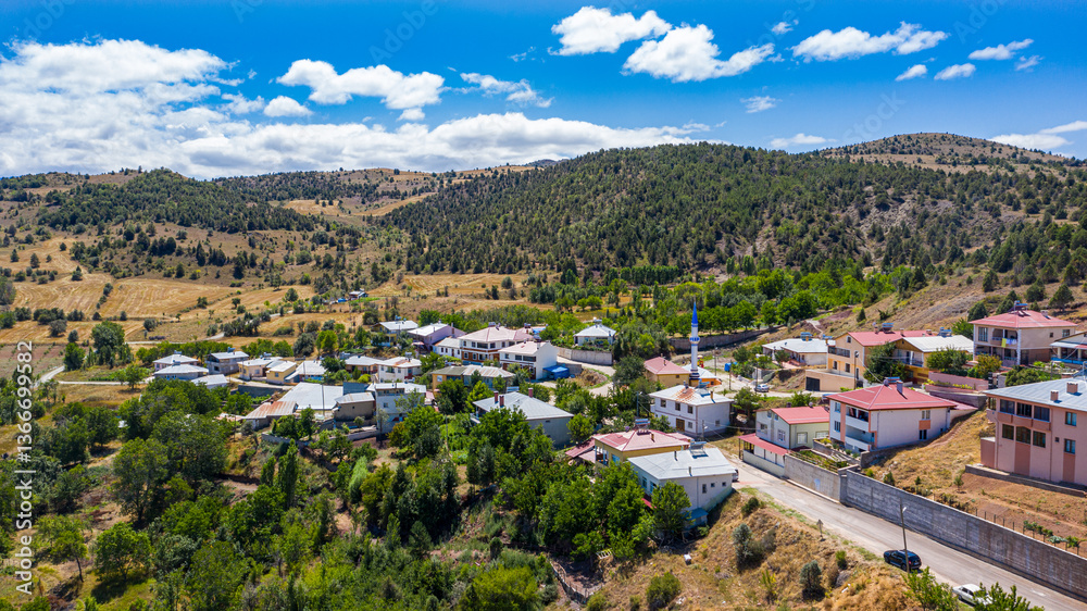 Naklejka premium General aerial view of Akincilar district in Sivas Turkey