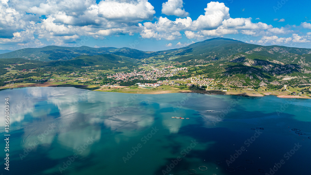 Fototapeta premium Aerial view of Almus district in Tokat Turkey
