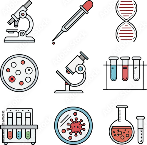 Pathology Icons Set – Editable Stroke Vector Illustration