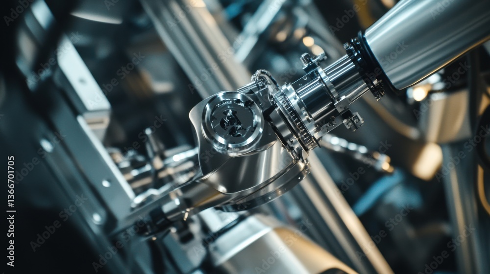 A robotic arm in an advanced aerospace facility, assembling turbine blades for jet engines with precision and durability testing, Aerospace-tech style A robotic arm in an advanced aerospace facility, assembling turbine blades for jet engines with precision and durability testing, Aerospace-tech style
