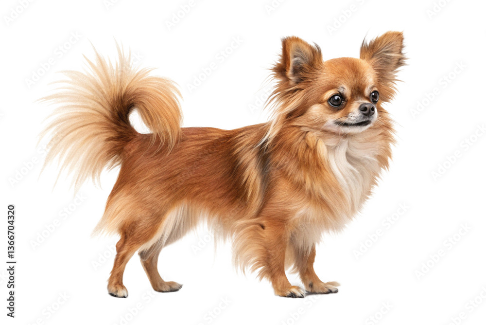 Obraz premium Pretty brown standing chihuahua isolated on a transparent background - generated by ai