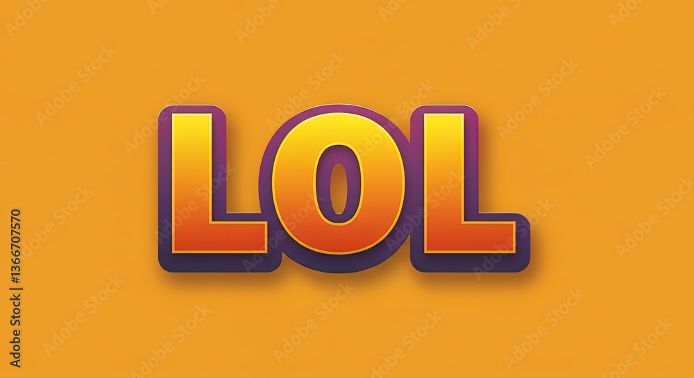 The word lol in orange and yellow with a purple outline on orange back- design, text, vector, exclamation, message, interjection, letter The word lol in orange and yellow with a purple outline on orange back- design, text, vector, exclamation, message, interjection, letter