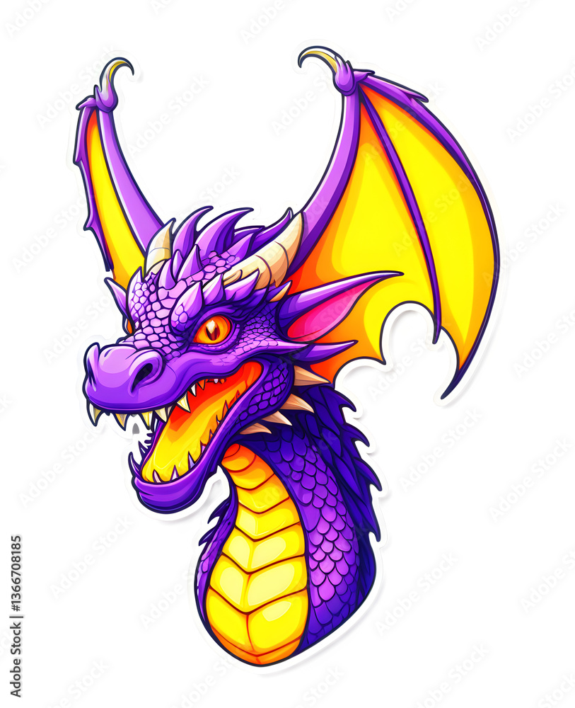 Naklejka premium red dragon with white background