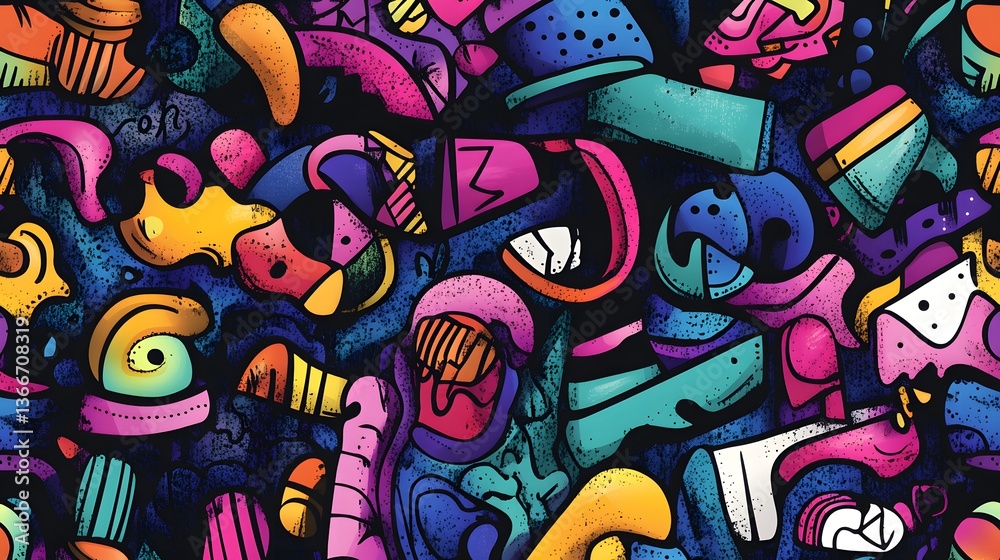 Obraz premium Collection of Hand-drawn Colorful Shapes and Doodles for Creative Projects and Design Inspiration
