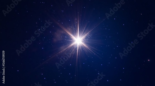 Bright star shining in the night sky.