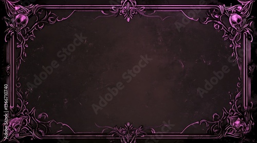 A dark frame featuring ornate skulls and gothic embellishments