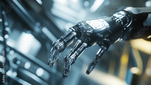 A robotic arm in an AI controlled semiconductor fabrication plant, aligning nanowire transistors for quantum computers, Quantum-tech style photo