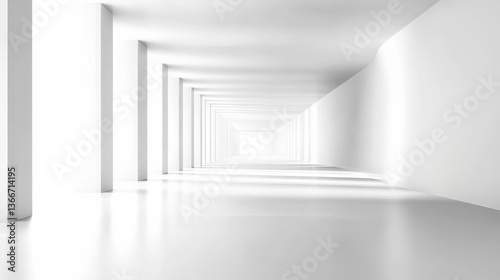 Fototapeta Naklejka Na Ścianę i Meble -  Empty White Modern Corridor Perspective
