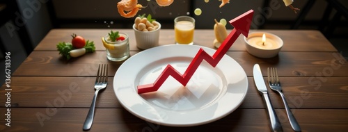 Rising Food Prices Concept - Inflation Food Art. Ideal for financial blog posts, economic articles, food industry advertisements, conceptual social media content, editorial designs