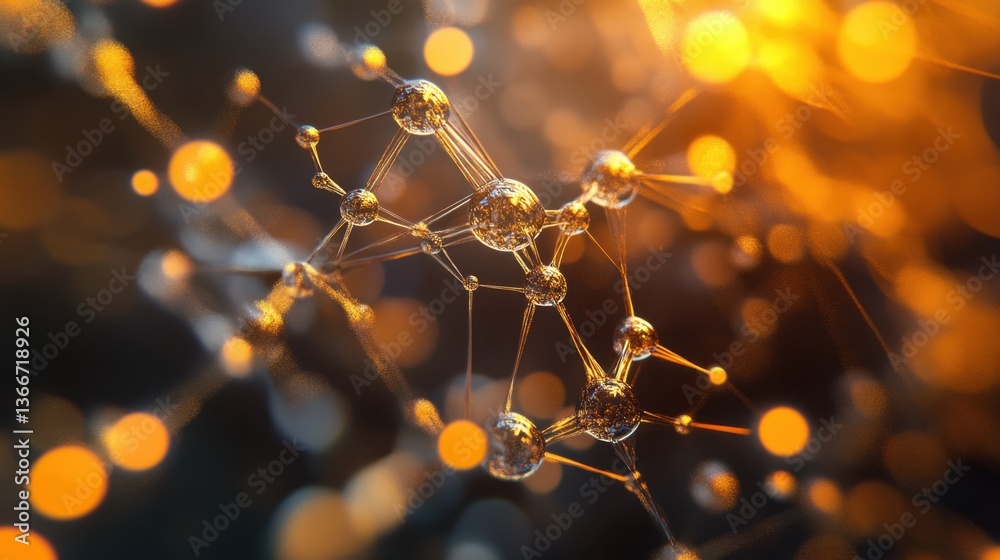 A glowing chemical compound forming intricate crystal structures. A glowing chemical compound forming intricate crystal structures.