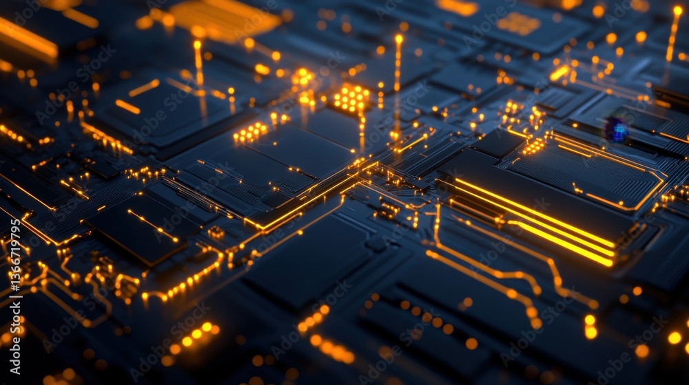 Fototapeta premium A glowing neural processor analyzing real-time deep learning patterns.