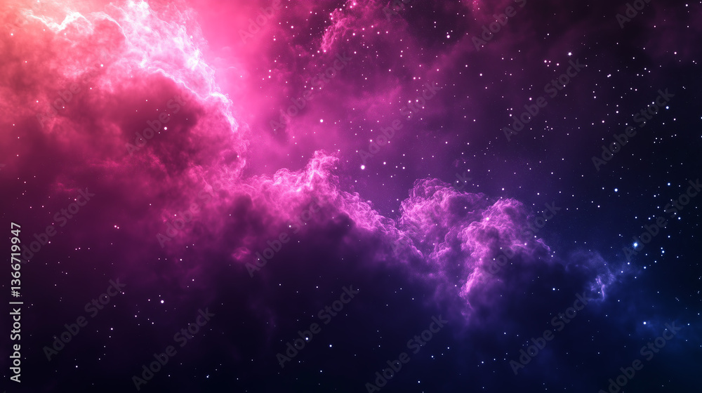 Fototapeta premium Cosmic Nebula Vibrant Pink and Purple Galactic Clouds