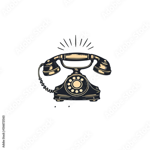 Adobe Illustrator ArtworkRetro Rotary Dial Telephone with Ringing Effect - A Classic Vector Illustration Capturing Nostalgia and Communication Themes