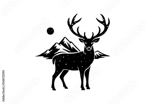 Cute Cartoon Reindeer in Christmas Sweater – Vector Illustration, Clipart & Line Art, ute Christmas reindeer in a festive sweater – vector illustration, perfect for digital products & prints.