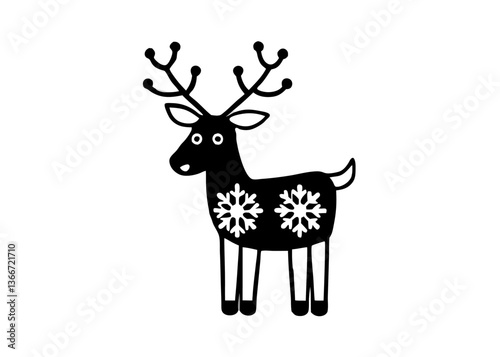 Cute Cartoon Reindeer in Christmas Sweater – Vector Illustration, Clipart & Line Art, ute Christmas reindeer in a festive sweater – vector illustration, perfect for digital products & prints.