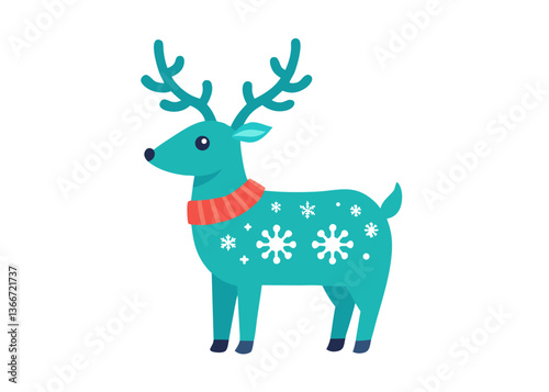Cute Cartoon Reindeer in Christmas Sweater – Vector Illustration, Clipart & Line Art, ute Christmas reindeer in a festive sweater – vector illustration, perfect for digital products & prints.