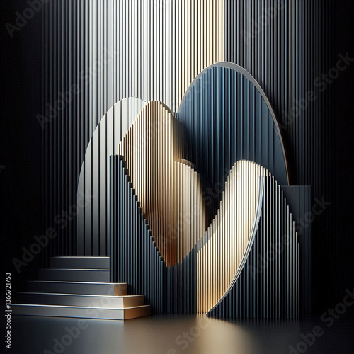 3d render of a metal heart symbol made of spheres