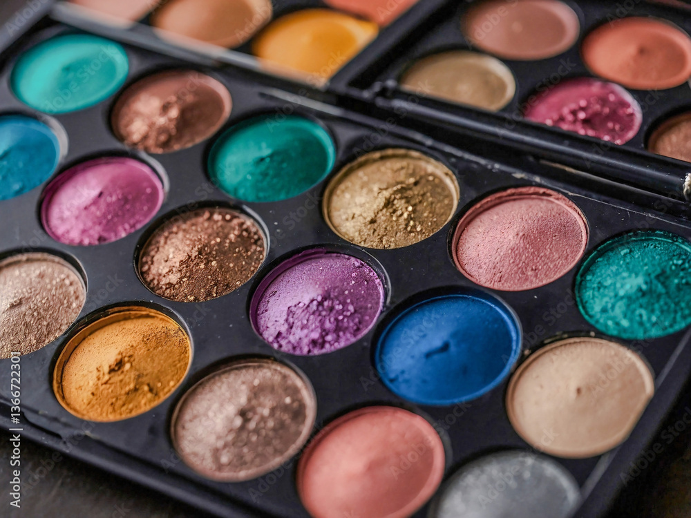 Close-up of a colorful eye shadow palette Close-up of a colorful eye shadow palette