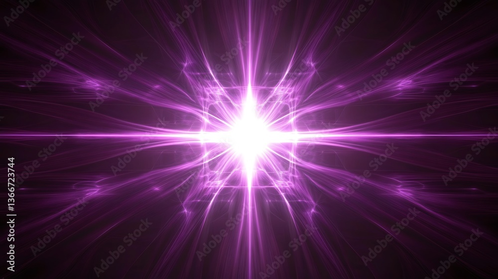 Fototapeta premium Purple Light Bursting From A Central Point Creating Geometric Designs
