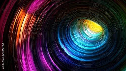 A vibrant swirl of colors depicting an abstract cosmic tunnel that draws the viewer into its mesmerizing depths