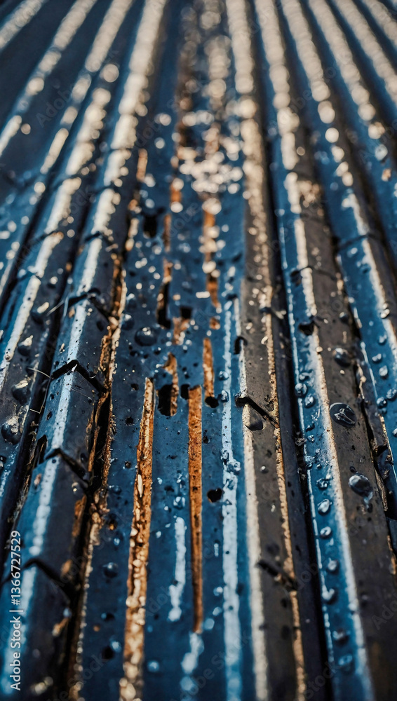 Obraz premium Close-up of a corrugated metal surface