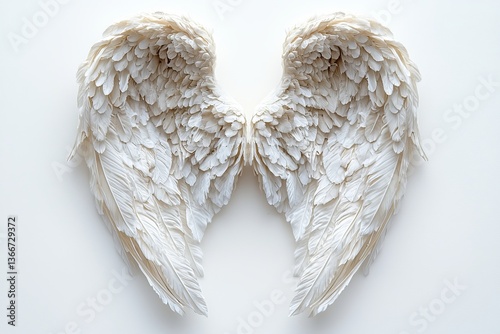 Feathered Angel Wings Isolated on Clean Background for Creative Design Use
