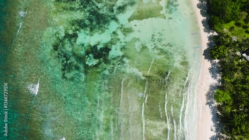 Wallpaper Mural Clear turquoise waters gently touch the sandy beach. Sunlight over the clear waters. El Nido, Palawan, Philippines. Torontodigital.ca