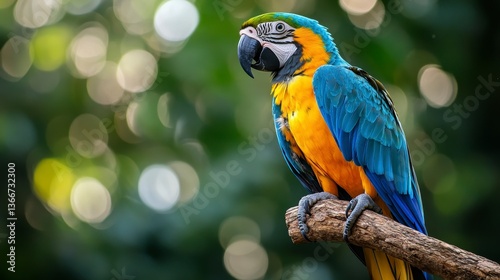 Vibrant Macaw Perched on a Branch in Tropical Paradise Setting