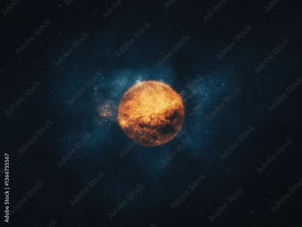 Obraz premium A stunning image of a glowing celestial body surrounded by a cosmic backdrop, showcasing vibrant colors and deep space elements.